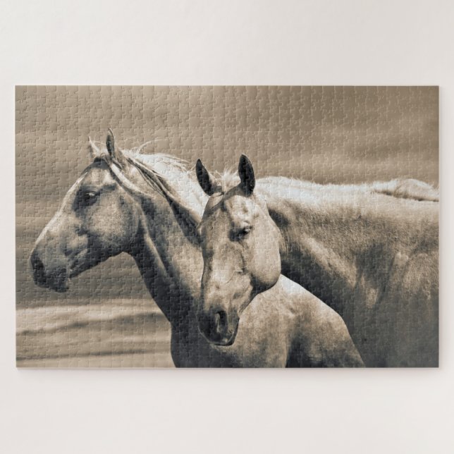 Viertelpferde auf der kanadischen Prärie Puzzle (Horizontal)