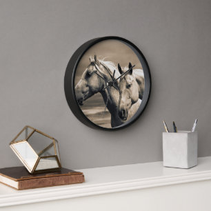 Viertelpferde auf der kanadischen Prärie Uhr