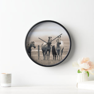 Viertelpferde auf der kanadischen Prärie Uhr