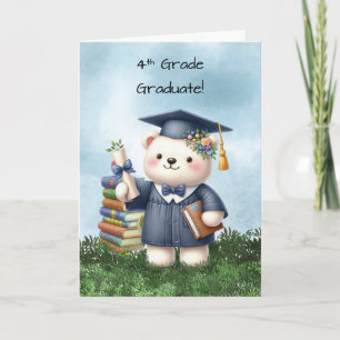 Vierter Abschluss Girl Bear Gratulation Karte
