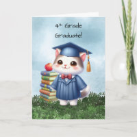 Vierter Abschluss Girl Cat Glückwunsch