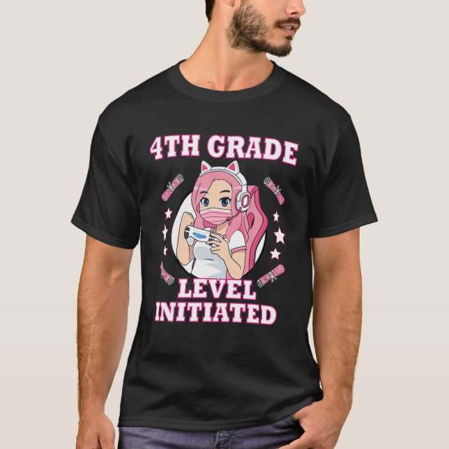 Vierter Grad Funny Gamer Girl Zurück zur Schule T-Shirt (Vorderseite)