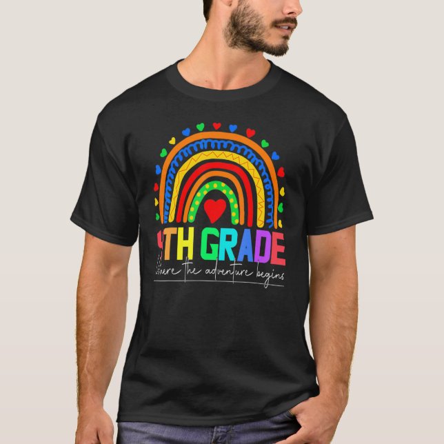 Vierter Grad Rainbow Leopard-Lehrer T-Shirt (Vorderseite)