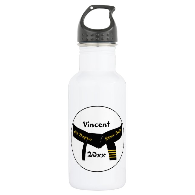 Vierter Grad schwarzer Gürtel Edelstahlflasche (Vorderseite)
