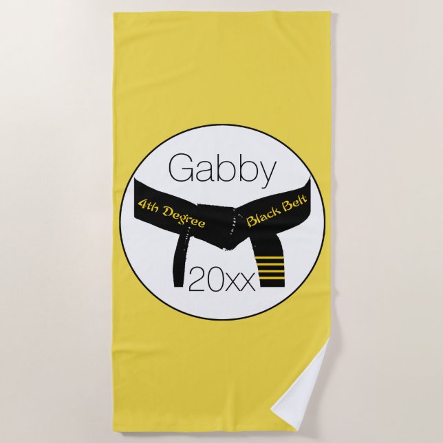 Vierter Grad schwarzer Gürtel Strandtuch (Vorderseite)