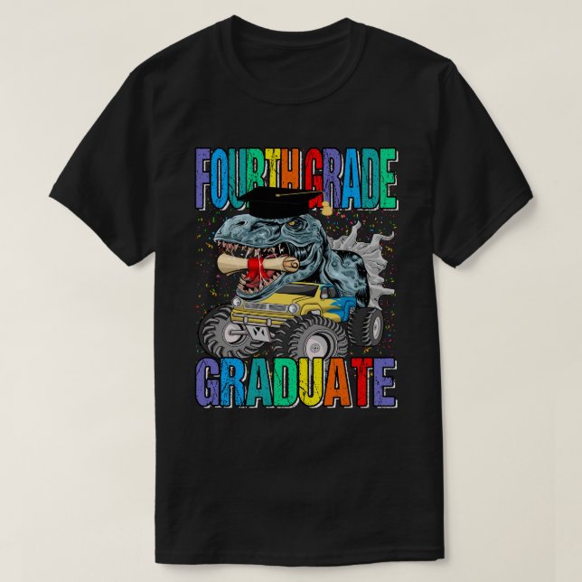 Vierter Graduate Monster Truck Dinosaur T-rex T-Shirt (Design vorne)
