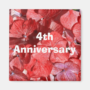 Vierter Jahrestags-Magnet mit Hydrangas Magnet