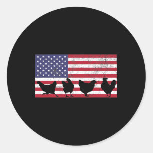 Vierter Juli 4. Hühnchen-Hühner-Farm Amerikanische Runder Aufkleber