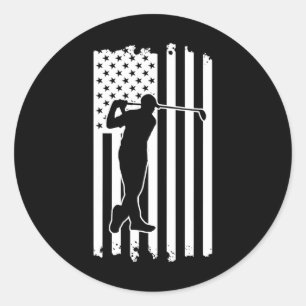 Vierter Juli Amerikanische Flagge Golfplatz Sport Runder Aufkleber