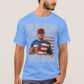 Vierter Juli BBQ Bier Und Freiheit Rot Weiß Blau T-Shirt