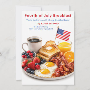 Vierter-Juli-Frühstück - Patriotischer Brunch Einladung