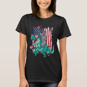 Vierter Juli Lustige Freiheitsstatue Reitet Dino T-Shirt