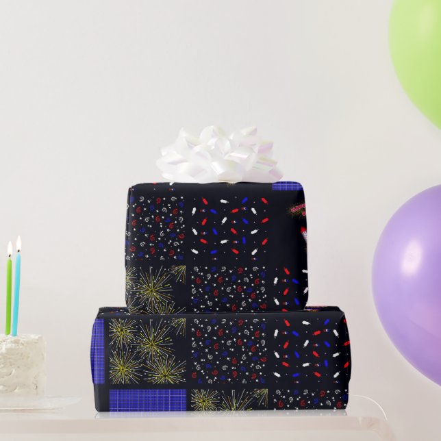 Vierter Juli-Patchwork-Muster - 4. Juli Geschenkpapier (Partygeschenke)