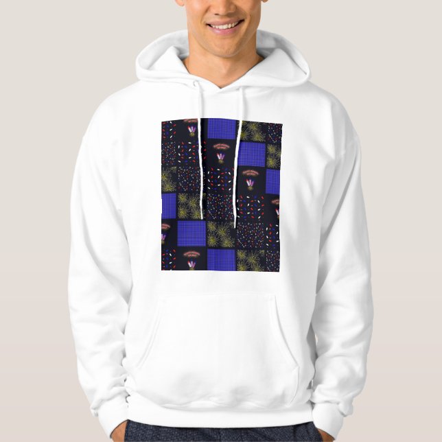Vierter Juli-Patchwork-Muster - 4. Juli Hoodie (Vorderseite)