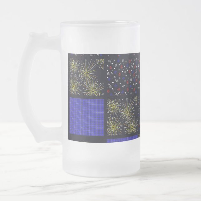 Vierter Juli-Patchwork-Muster - 4. Juli Mattglas Bierglas (Links)