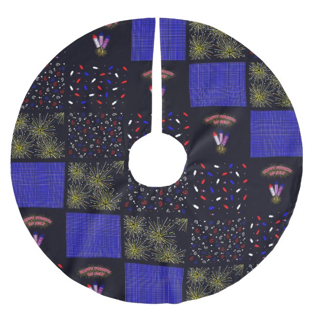 Vierter Juli-Patchwork-Muster - 4. Juli Polyester Weihnachtsbaumdecke (Vorderseite)