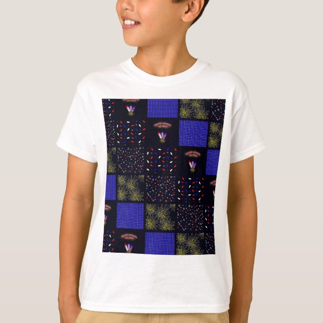 Vierter Juli-Patchwork-Muster - 4. Juli T-Shirt (Vorderseite)