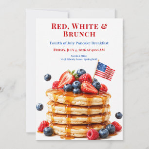 Vierter-Juli-Pfannkuchen-Frühstück - Patriotische Einladung
