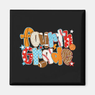 Vierter Junge zurück in die Schule Baseball Basket Magnet