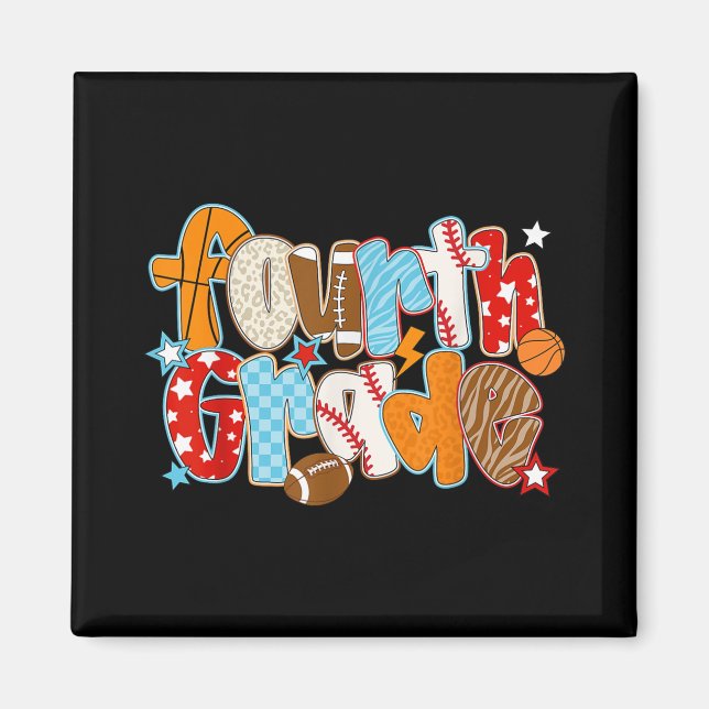 Vierter Junge zurück in die Schule Baseball Basket Magnet (Vorne)