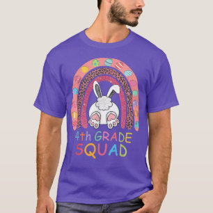Vierter Klasse Rainbow Bunny Girl Teacher Squad T-Shirt
