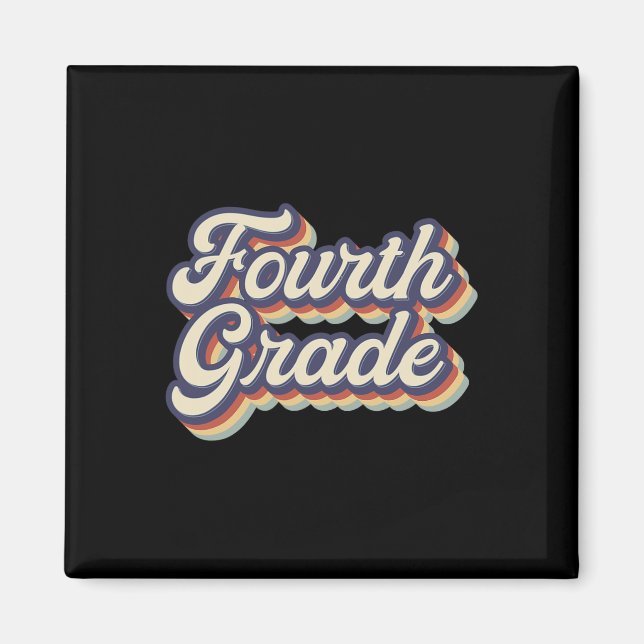 Vierter Lehrer Retro Vintag 4. Klasse Lehrer Magnet (Vorne)