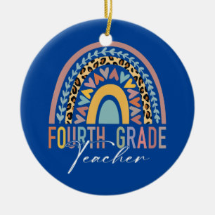 Vierter Lehrer Unterricht 4. Klasse Boho Rainbow Keramik Ornament