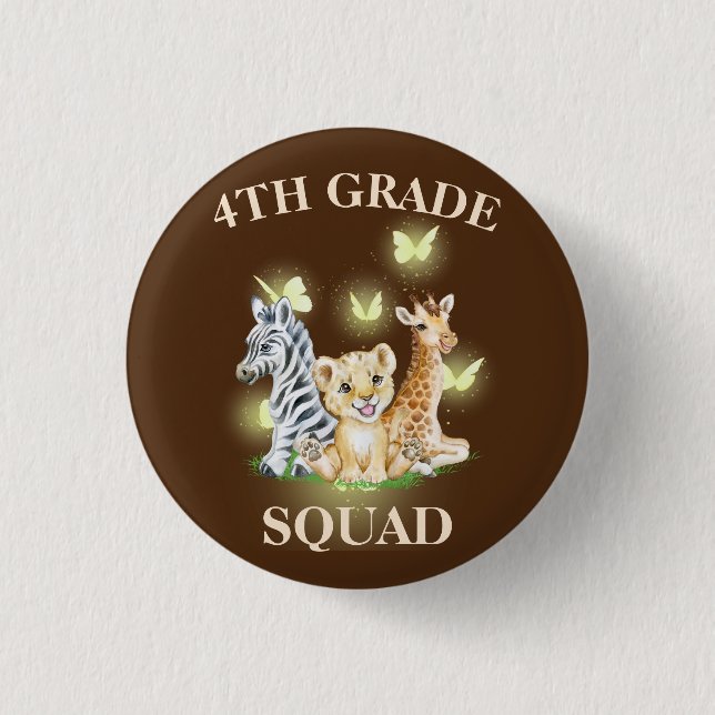 Vierter Platz Neon Wilder Zoo Zurück zur Schule Button (Vorderseite)