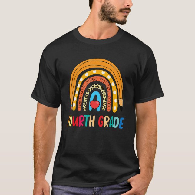 Vierter Rainbow Leopard Drucklehrer 4. Gra T-Shirt (Vorderseite)