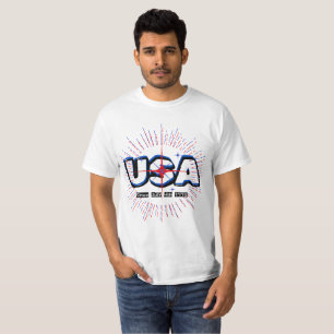 Vierter US-amerikanischer Text n Rays Red Blue Whi T-Shirt