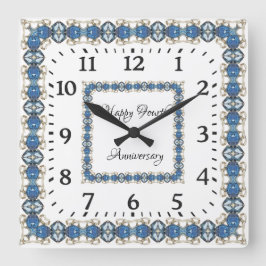 Viertes Blue Topaz Hochzeitstag Quadratische Wanduhr
