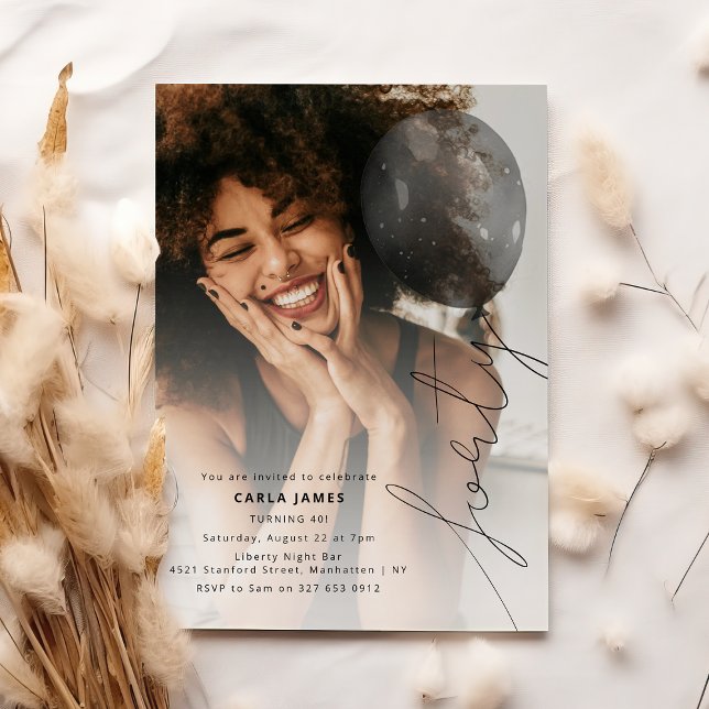 Vierty Balloon String | Foto 40. Geburtstag Party Einladung (Von Creator hochgeladen)