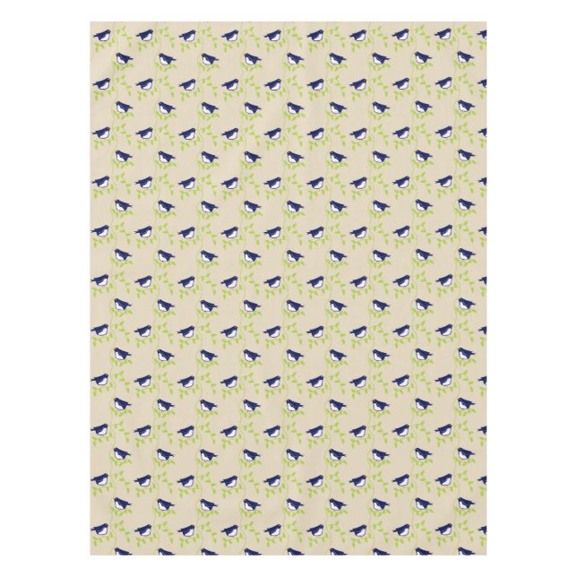 Vierundfünfzig - Tischtuch von zwei blauen Vögeln Tischdecke (Vorderseite)