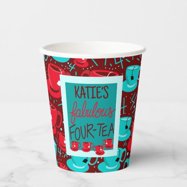 Vierundvierzigste Geburtstagsparty-Cups mit vierzi Pappbecher (Vorderseite)