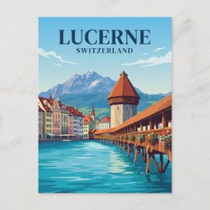 Vierwaldstättersee und Kapellbrücke Schweiz Postkarte