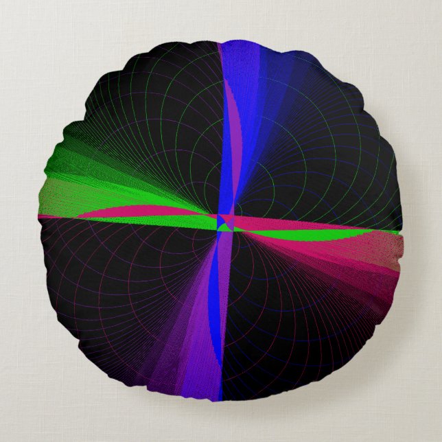 Vierwege-Wellenrundkissen Rundes Kissen (Vorderseite)