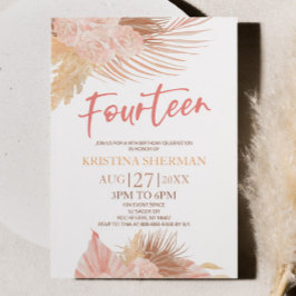Vierzehn Boho Pink Floral 14. Geburtstagsparty Einladung