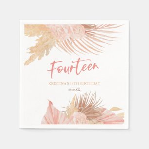 Vierzehn Boho Rosa Floral 14. Geburtstagsfeier Serviette