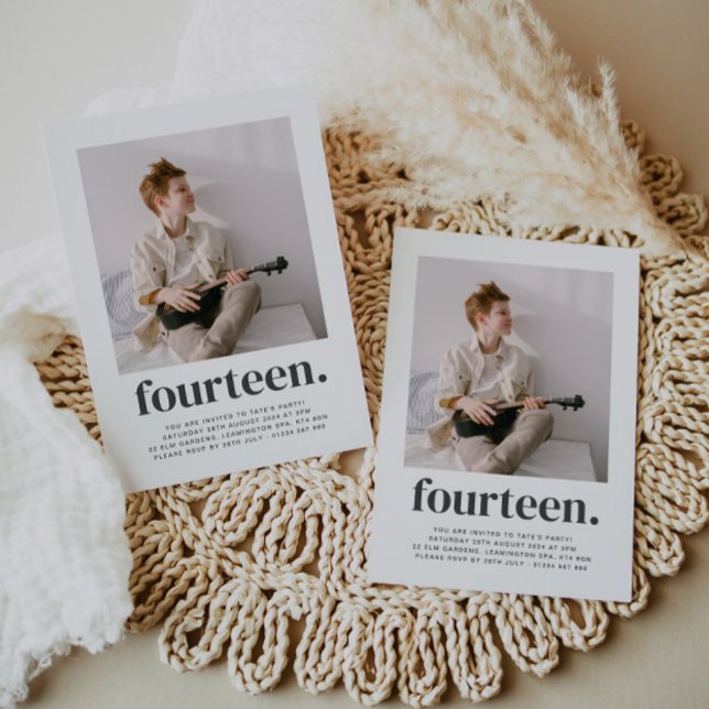 Vierzehn Square Foto Erster Geburtstag Einladung (Von Creator hochgeladen)