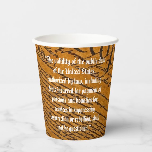 Vierzehnter Änderungsantrag Öffentliche Schulden Pappbecher (Vorderseite)