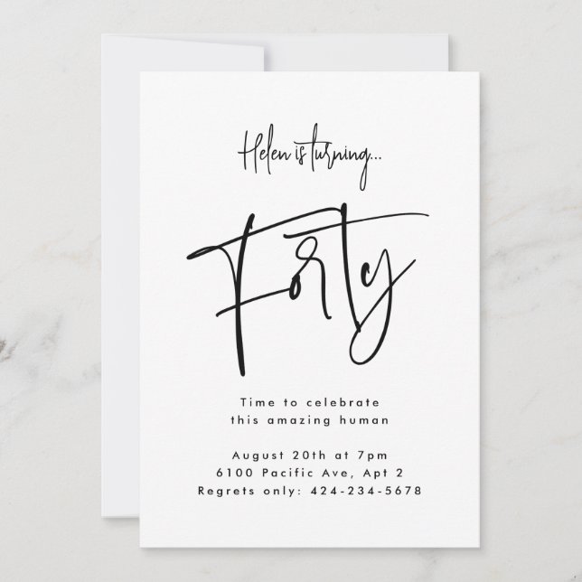 vierzig einladung (Vorderseite)