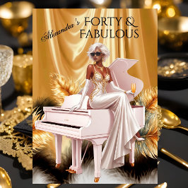 Vierzig Fabelhafte Elegante Geburtstags Gold Weiß  Einladung