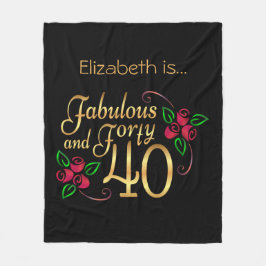 Vierzig fabelhafte Gold Black Rote Rosen Geburtsta Fleecedecke