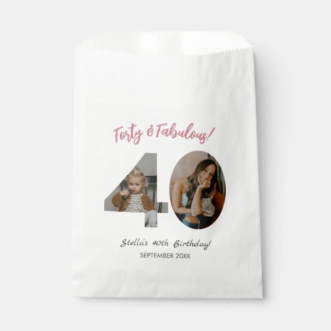 Vierzig & Fantastisch Benutzerdefiniertes Foto 40. Geschenktütchen (Vorderseite)