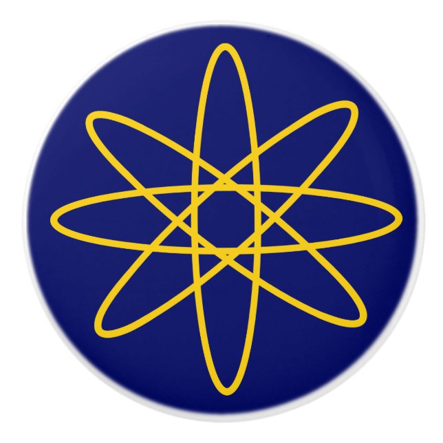 Vierzig - gelber Atomknopf Keramikknauf (Vorderseite)