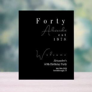 Vierzig Schwarz und Weiß 40. Geburtstagsfeier Will Acrylschild