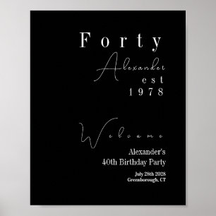 Vierzig Schwarz und Weiß 40. Geburtstagsfeier Will Poster