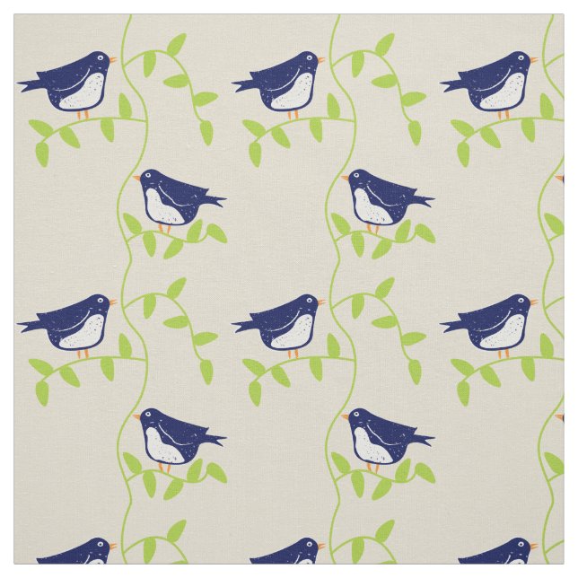Vierzig - Stoff aus zwei blauen Vögeln (Muster)