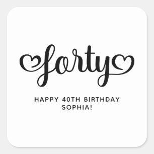Vierzig süße Herzen Skript 40. Geburtstag Quadratischer Aufkleber