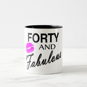 Vierzig und fabelhaftes zweifarbige tasse